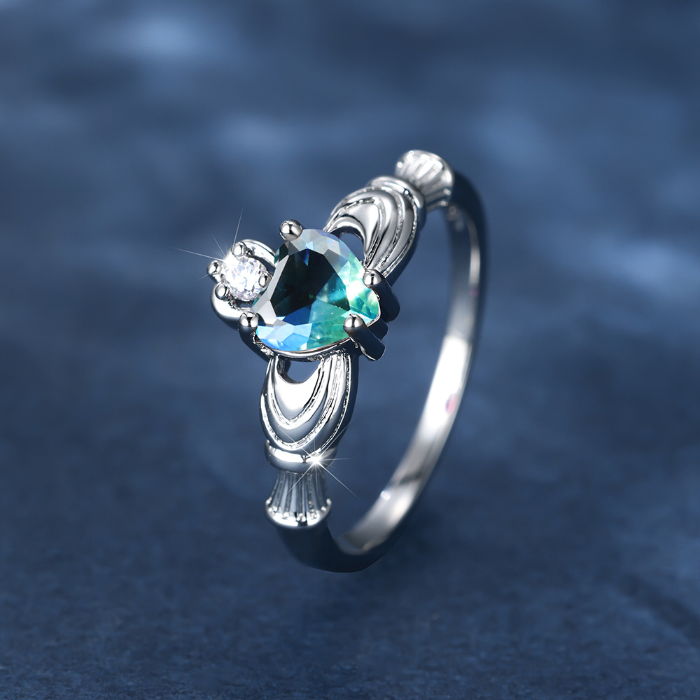 Women's Irish Heart Shaped Multicolor Zirconia Ring